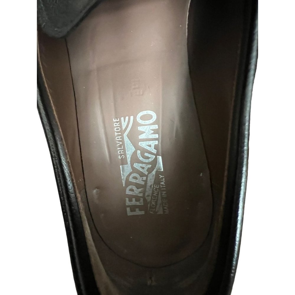 Salvatore Ferragamo Black Leather Men Classic Slip Ons Shoes Size 11.5 E View 6